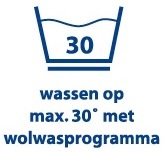 Wassen op max 30 graden met wolwasprogramma